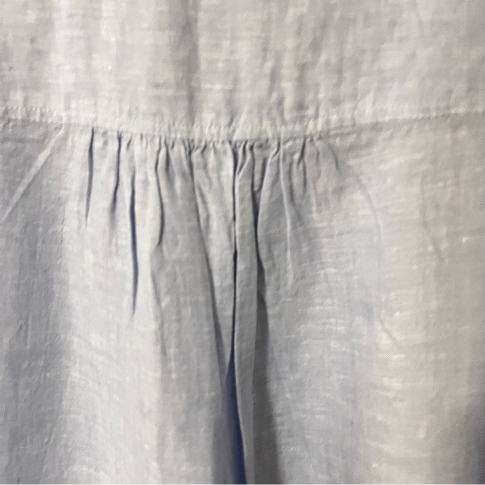Sigrid Olsen Blue 100% Linen Popover Roll Tab Sleeves Breathable Coastal Boho 1X - Picture 4 of 10